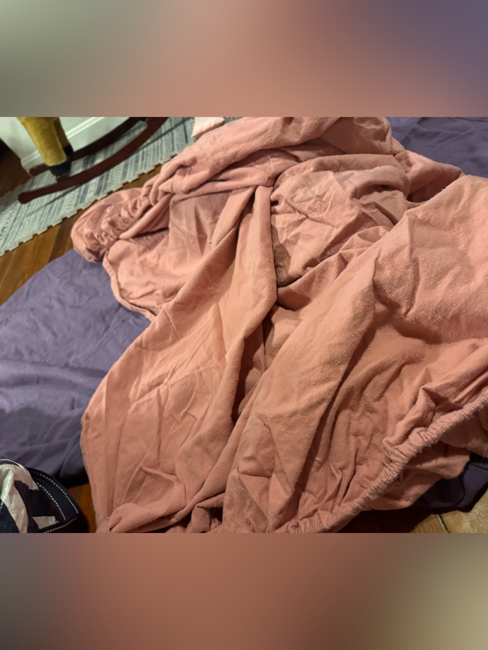 LL bean combo color sheet set 100% cotton vintage queen fitted pink and purple